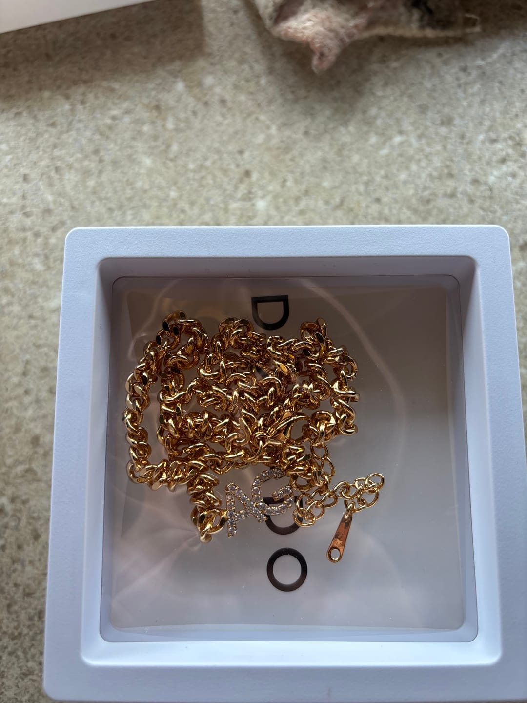 Customer photo review of Iced Initials Necklace w/ Cuban Chain
