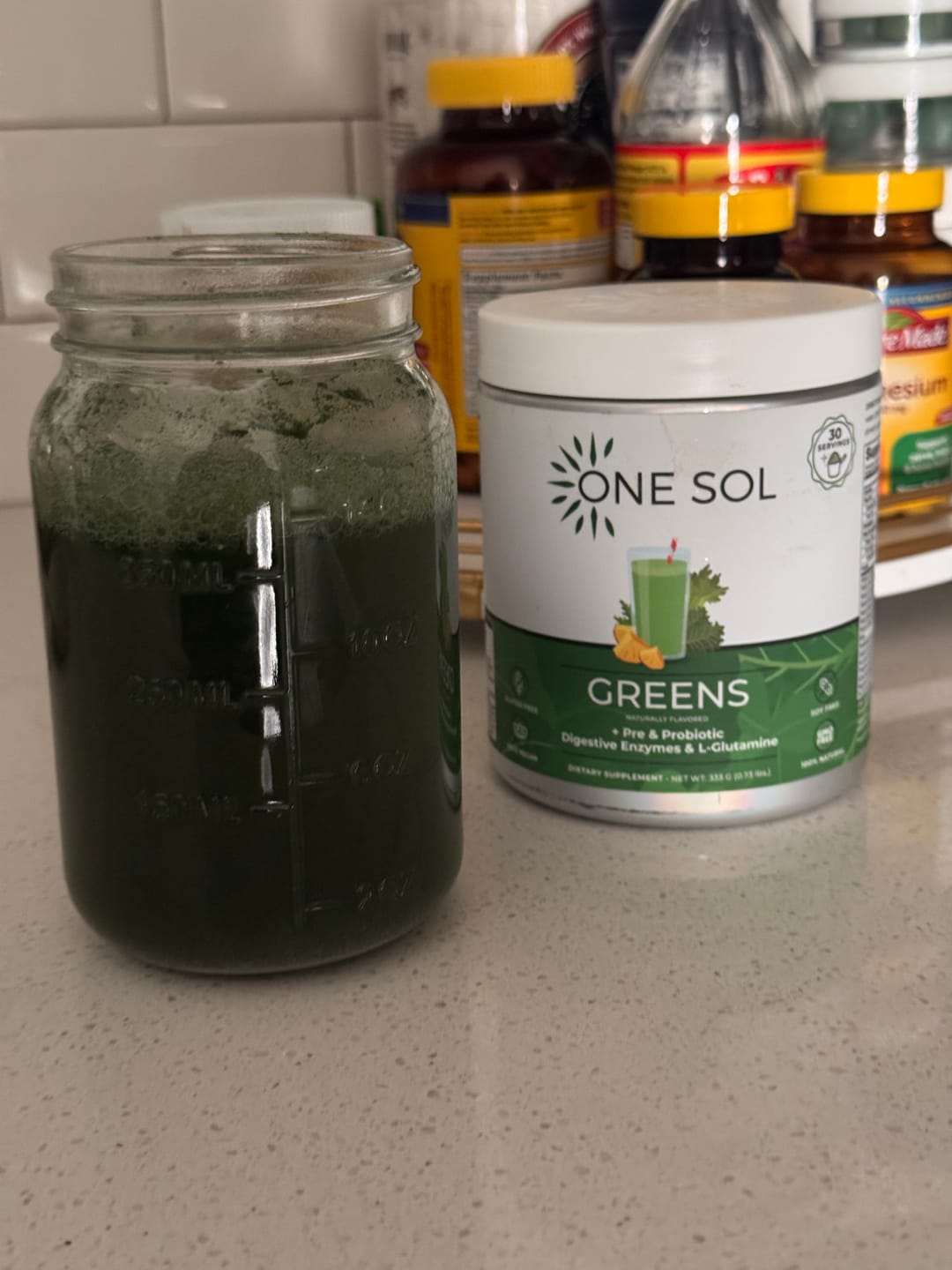 Customer photo review of Greens + Pre & Probiotic with Digestive Enzymes