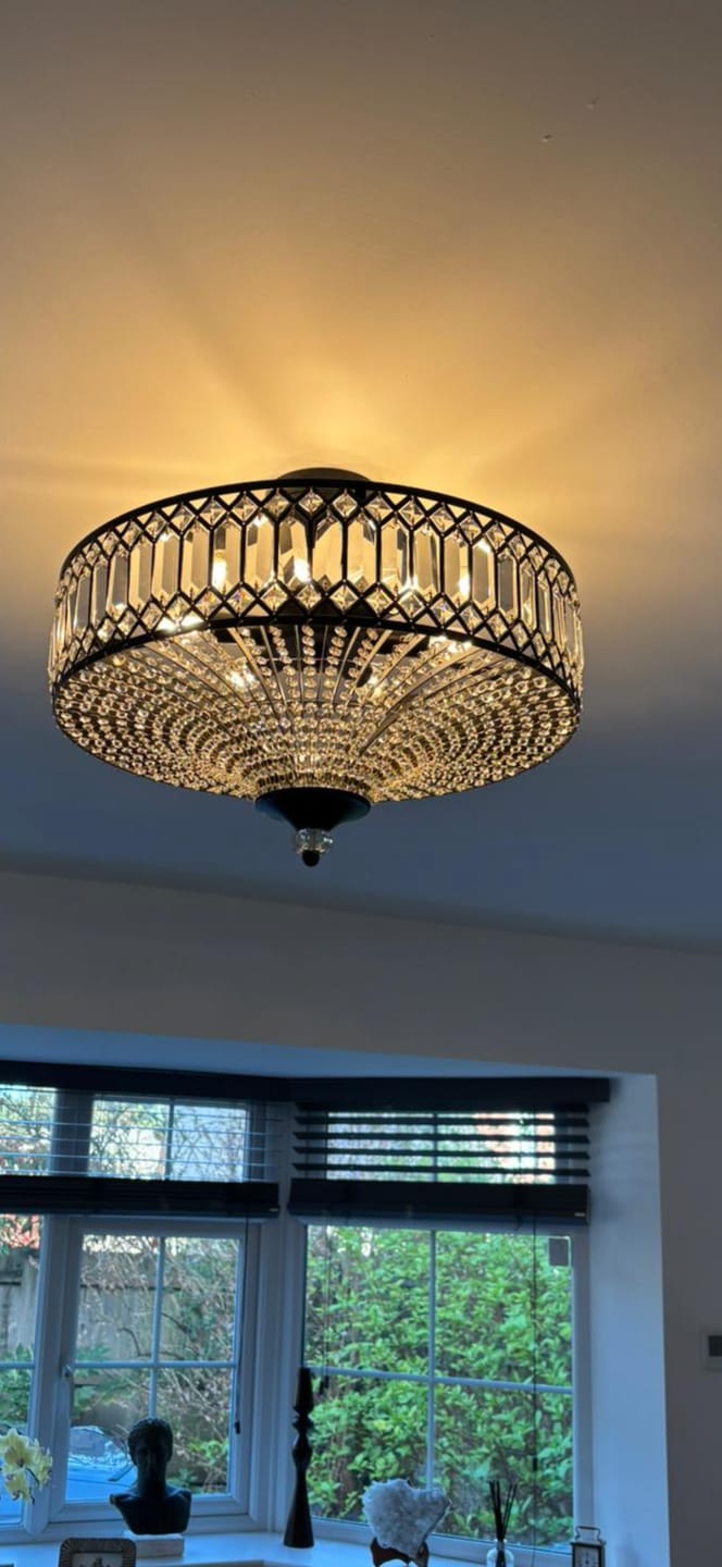Customer photo review of Carved Crystal Drum Semi Flush Mount