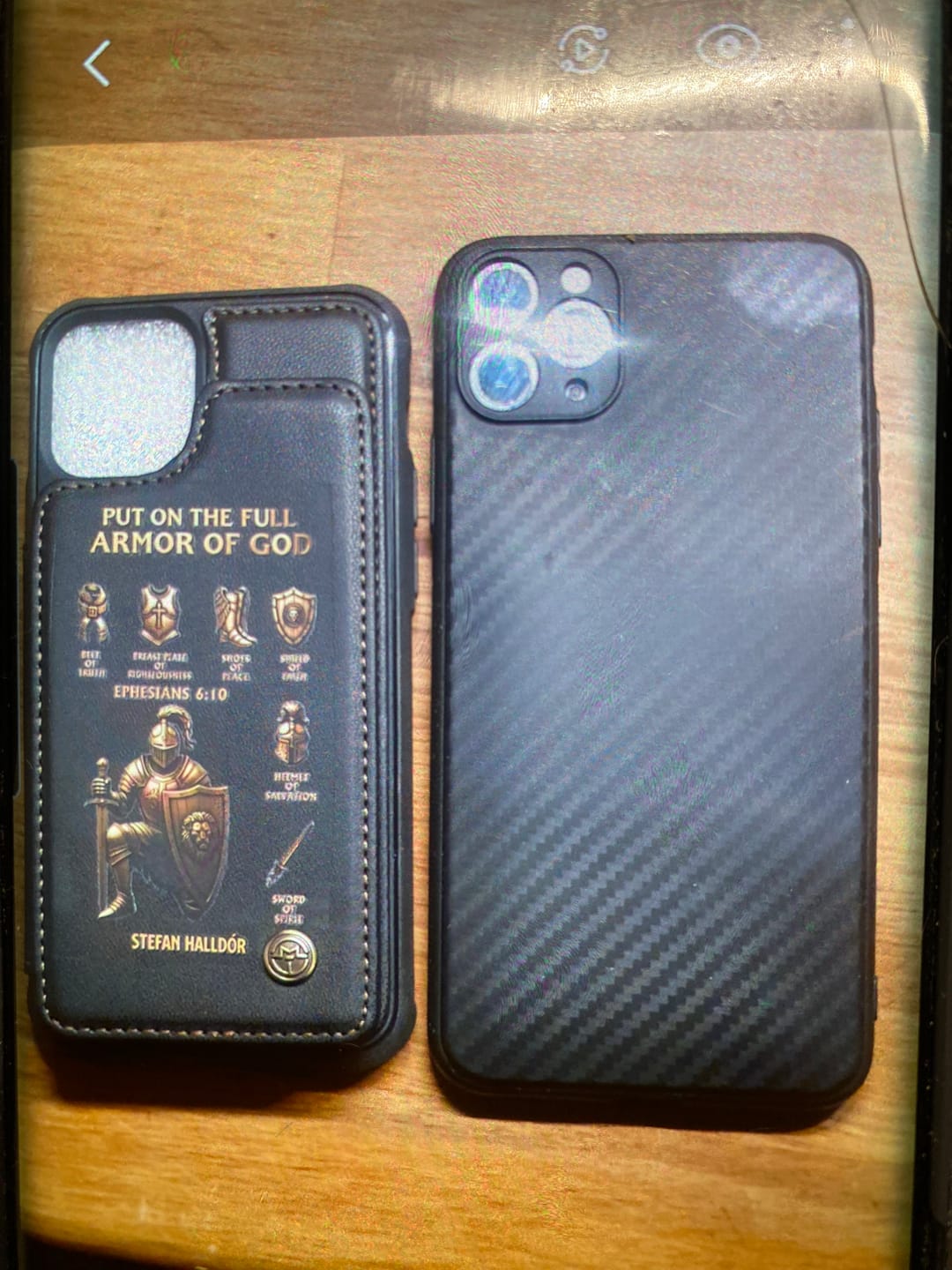 Customer photo review of Put On The Full Amor Of God - Personalized Christian Wallet Phone Case