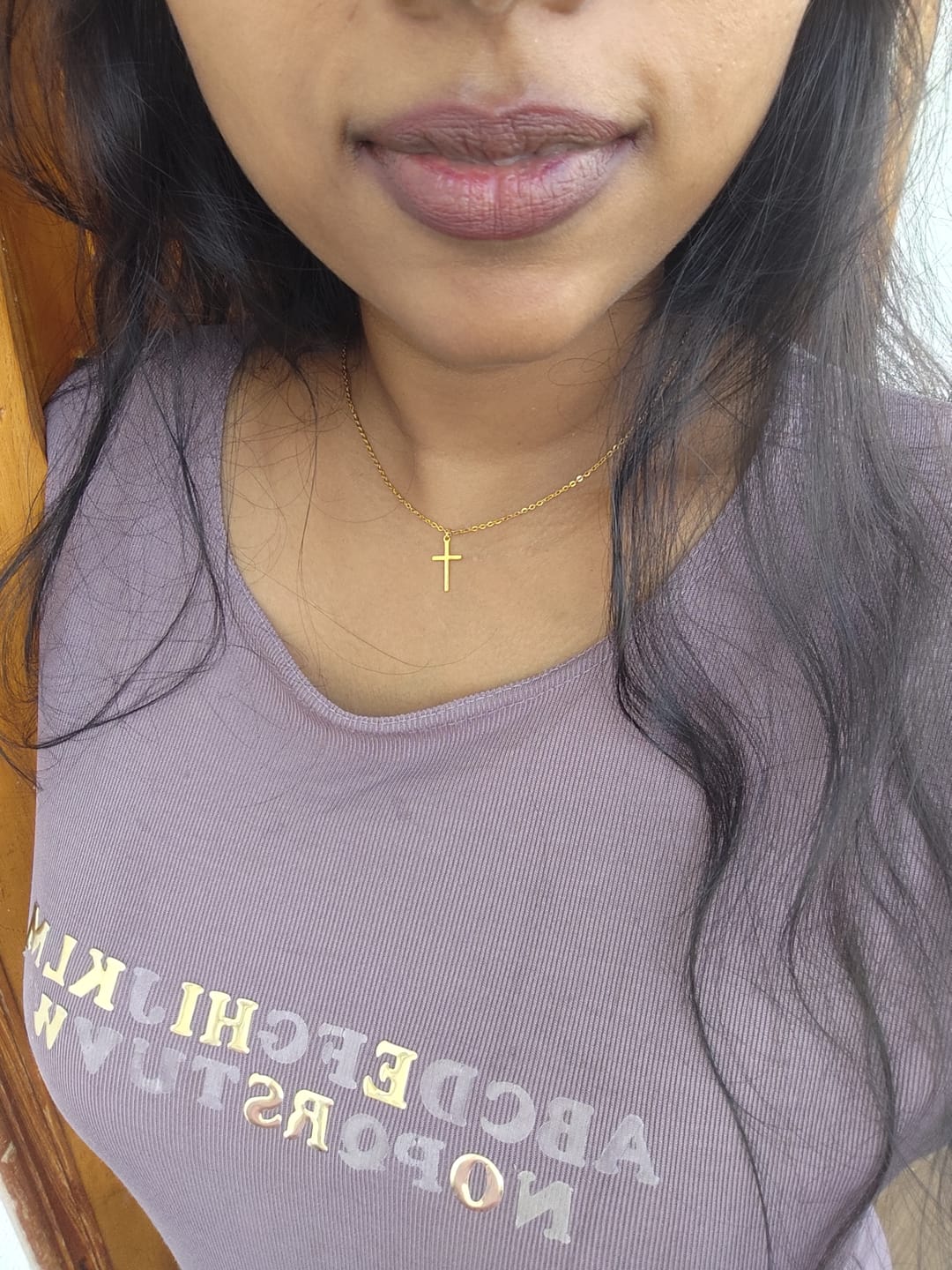 Customer photo review of Golden Cross Necklace