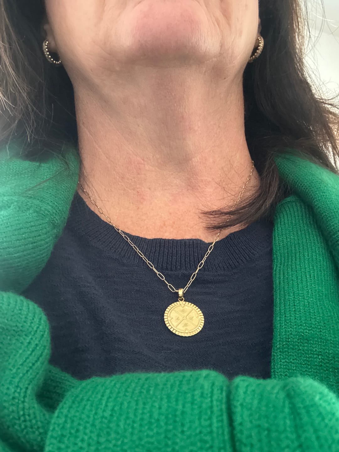 Customer photo review of Engravable Compass Necklace