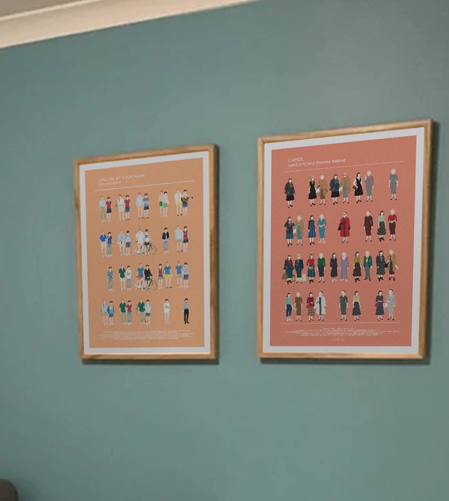 Customer photo review of LGBT-Themed set of movie posters, Call Me By Your Name + Carol