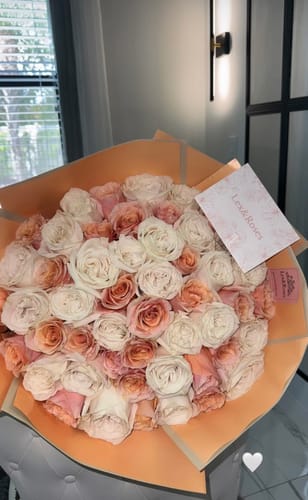 Customer photo review of Peach & White Rose Bouquet