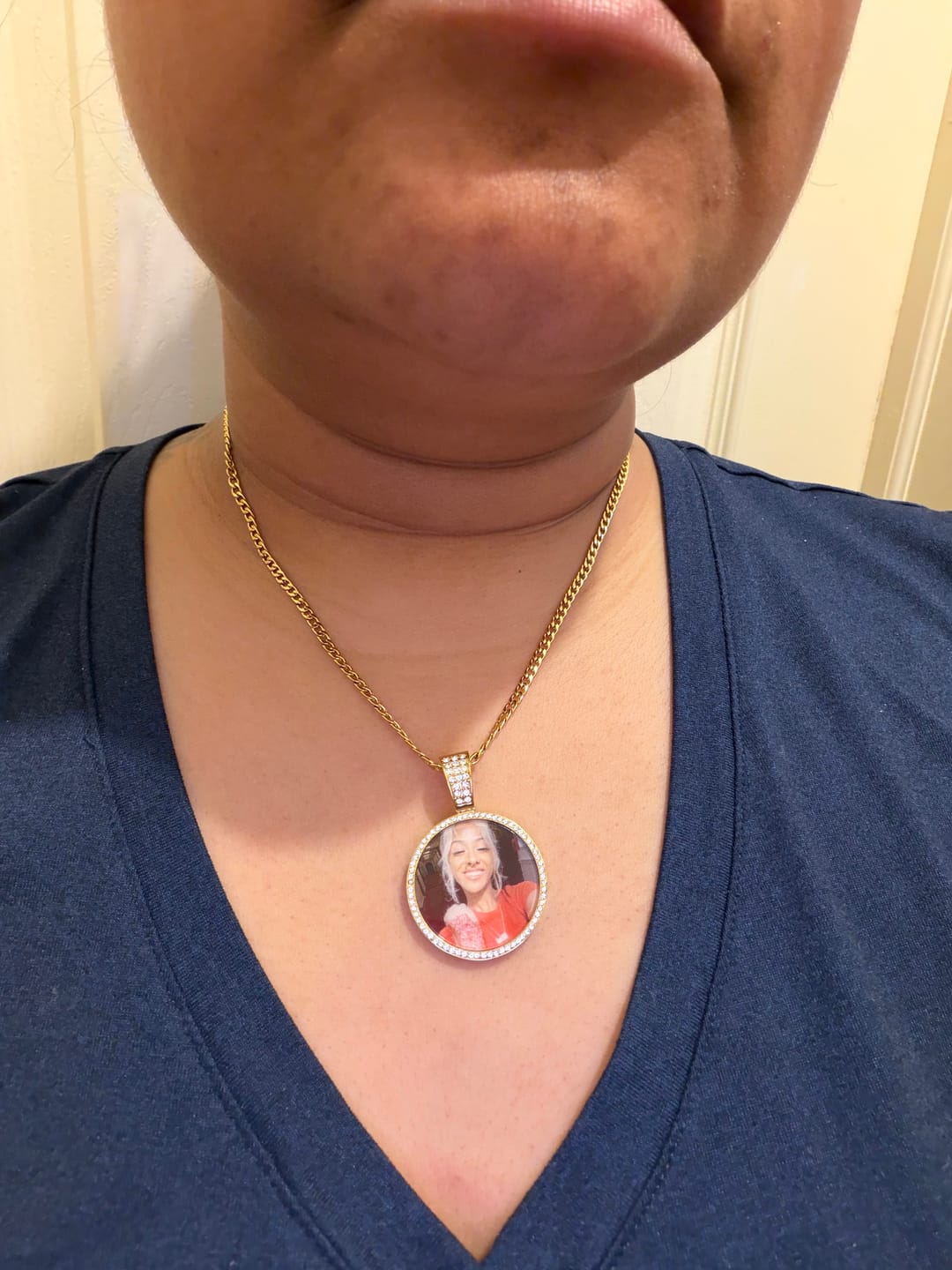 Customer photo review of Iced Photo Pendant w/ Cuban Chain
