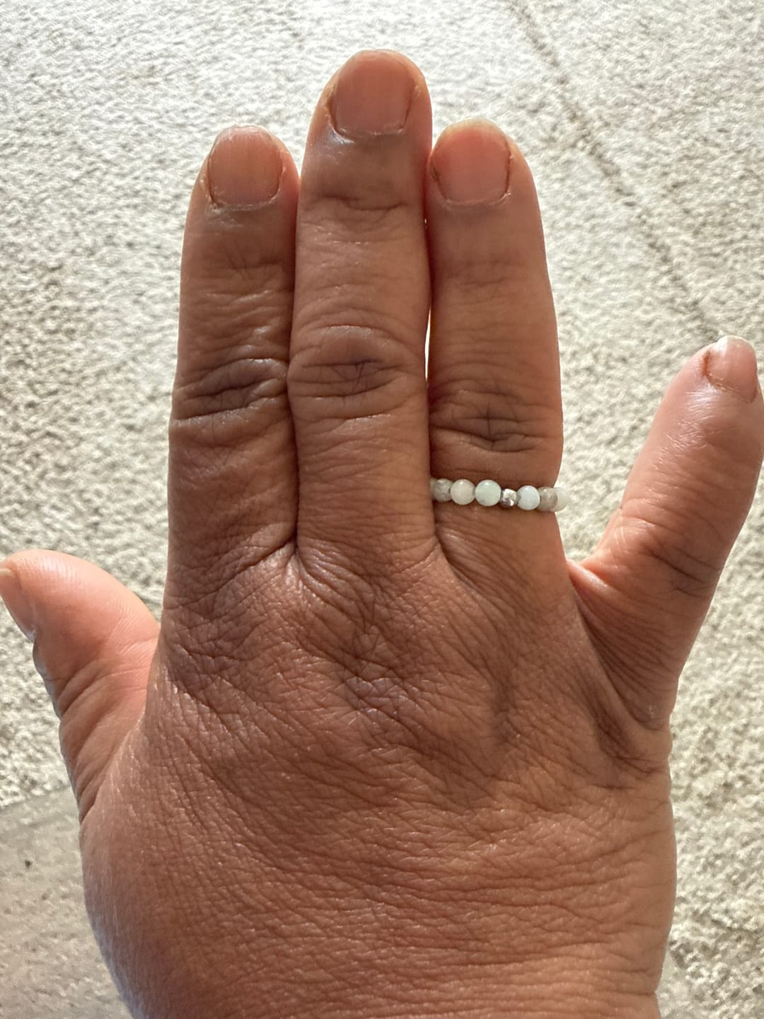 Customer photo review of EARTHSTONE STRETCH RING - AMAZONITE