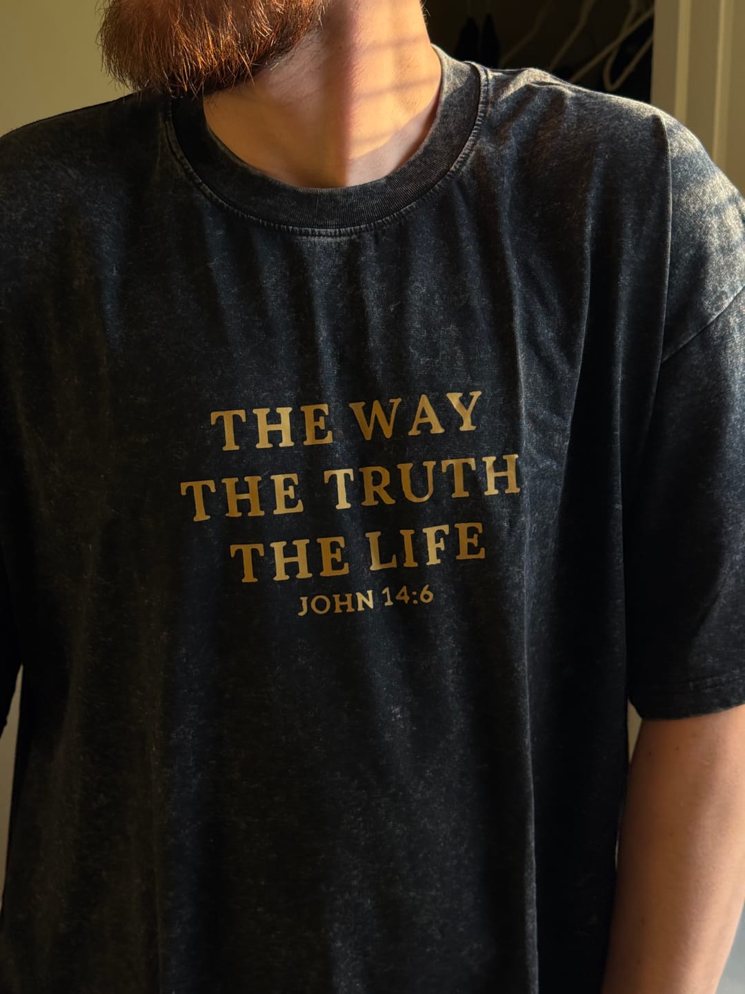 Customer photo review of Christianartworkshop Jesus is The Way The Truth The Life - John 14:6 Washed T-Shirt