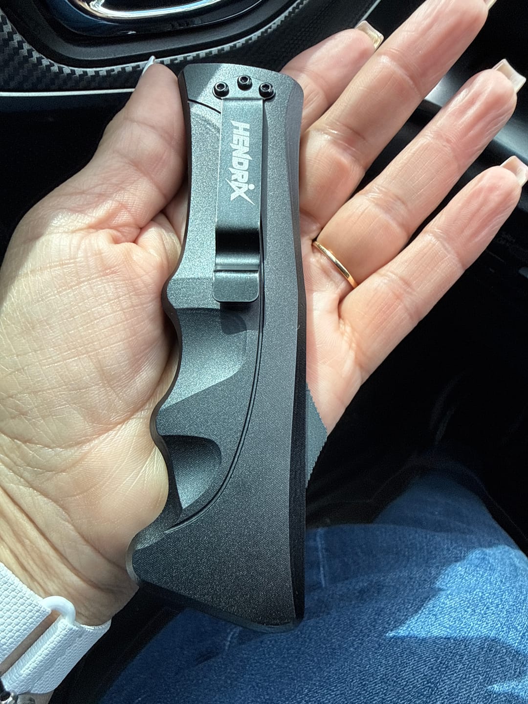 Customer photo review of Black D2 Clip Point Mamba Hendrix OTF