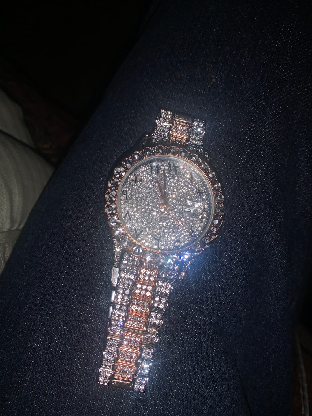 Customer photo review of Arabic Dial Diamond Simulant Watch - Silver