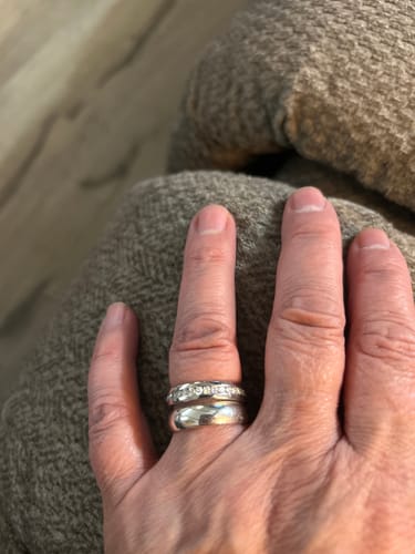 Customer photo review of Channel Set Moissanite Eternity Wedding Band