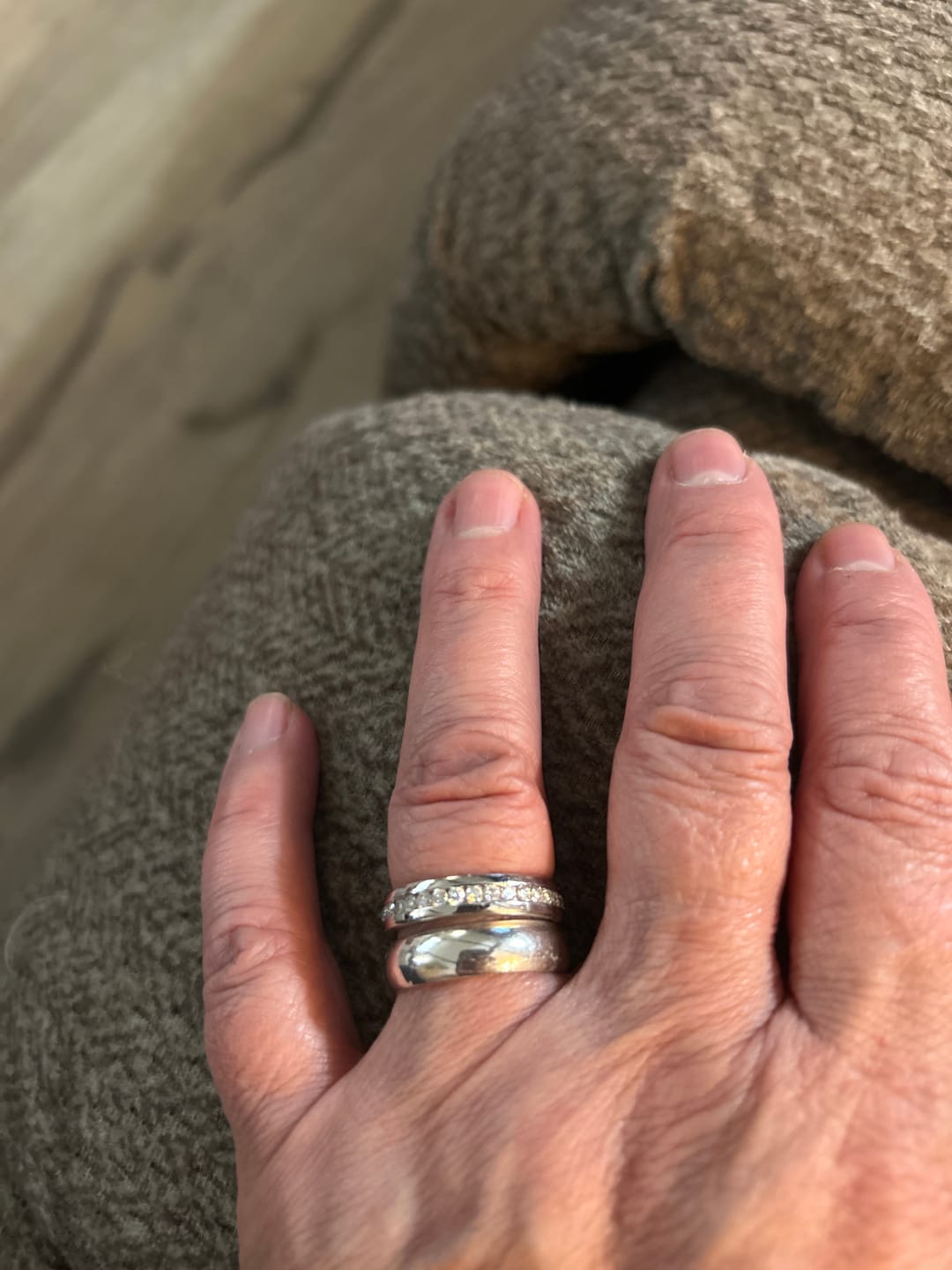 Customer photo review of Channel Set Moissanite Eternity Wedding Band