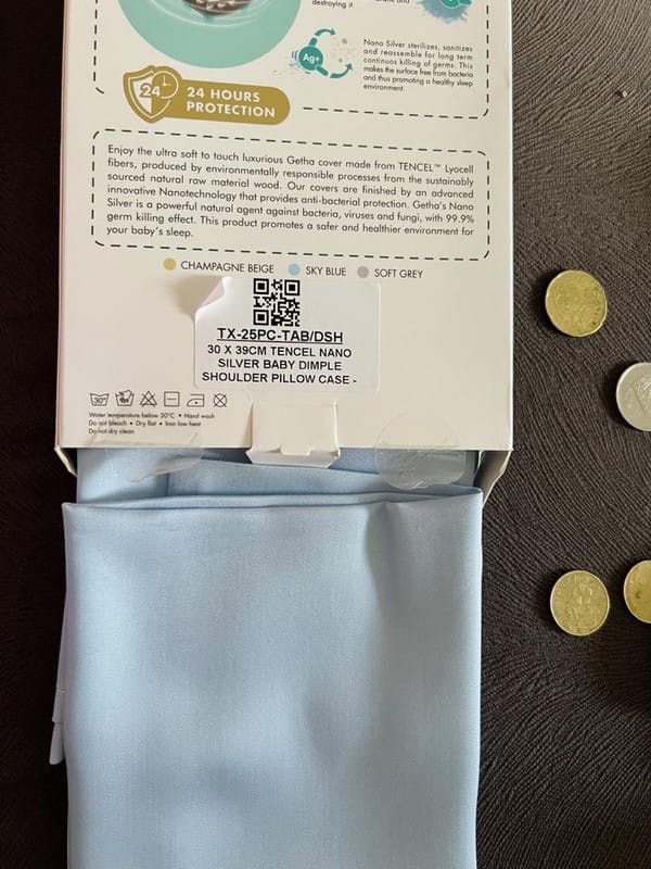 Customer photo review of Getha Baby Dimple Shoulder Latex Pillow Case - TENCEL™ Nano Silver Fabric
