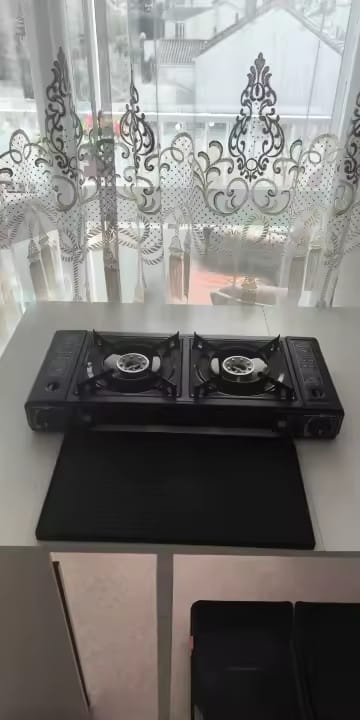 Customer photo review of 2500W Tragbarer 2-Flammen-Campingkocher mit Grillschale & Tragetasche