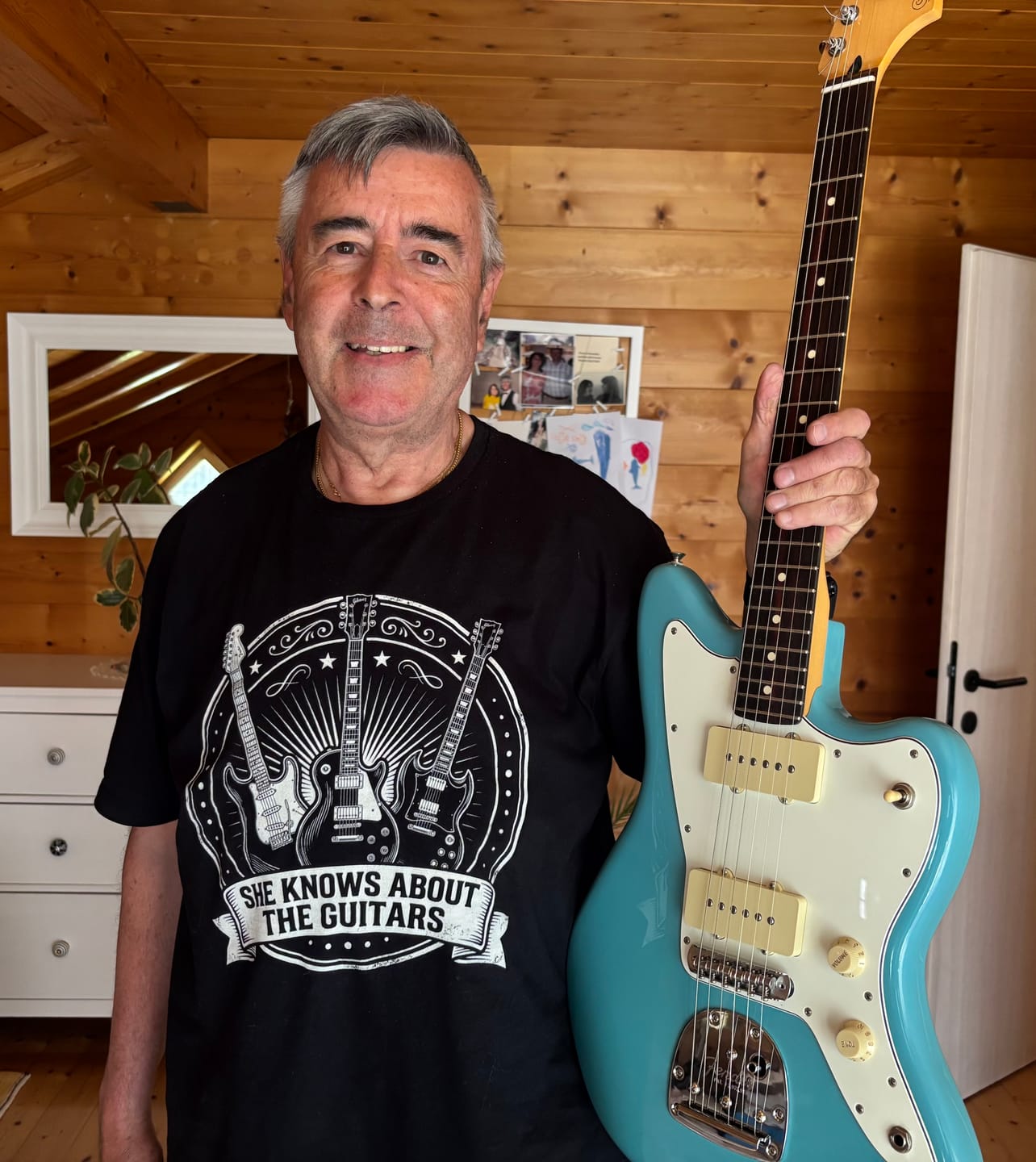 Customer photo review of She Knows Guitars T-Shirt