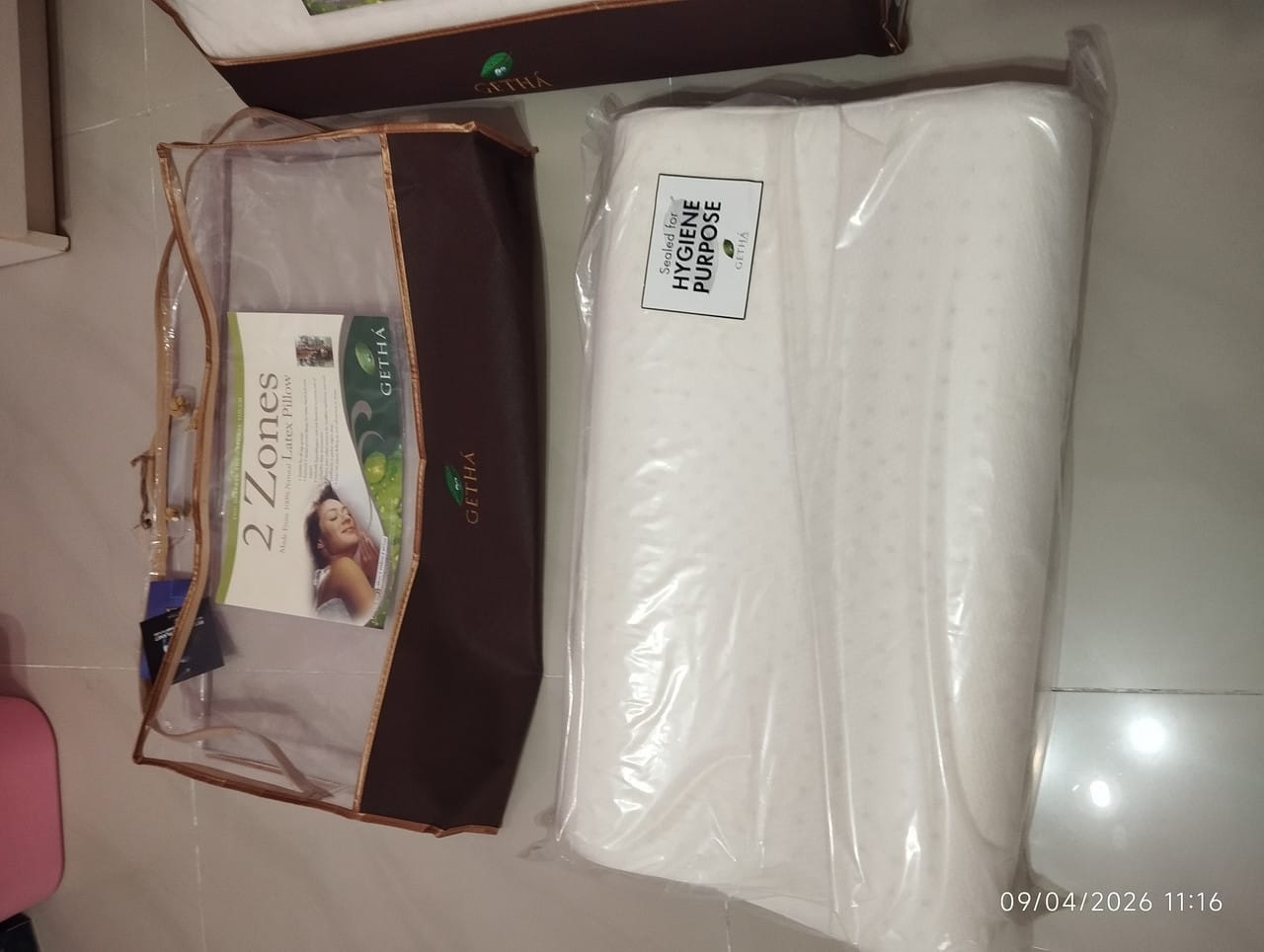 Customer photo review of Getha 2 Zone Latex Pillow (Cotton Fabric / Tencel Fabric)