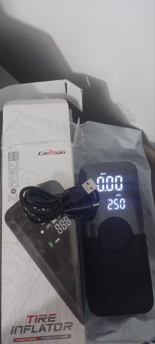 Customer photo review of Cordless Tire Inflator – Portable Digital Air Pump & Power Bank