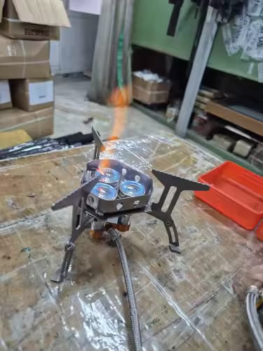 Customer photo review of 3-Head 5800W Folding Gas Camping Stove – Portable Backpacking Burner