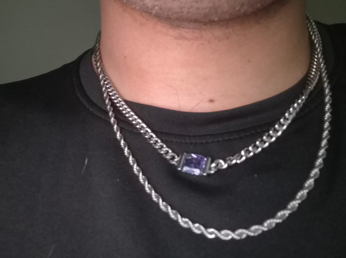 Customer photo review of Chip Necklace Set - Tanzanite