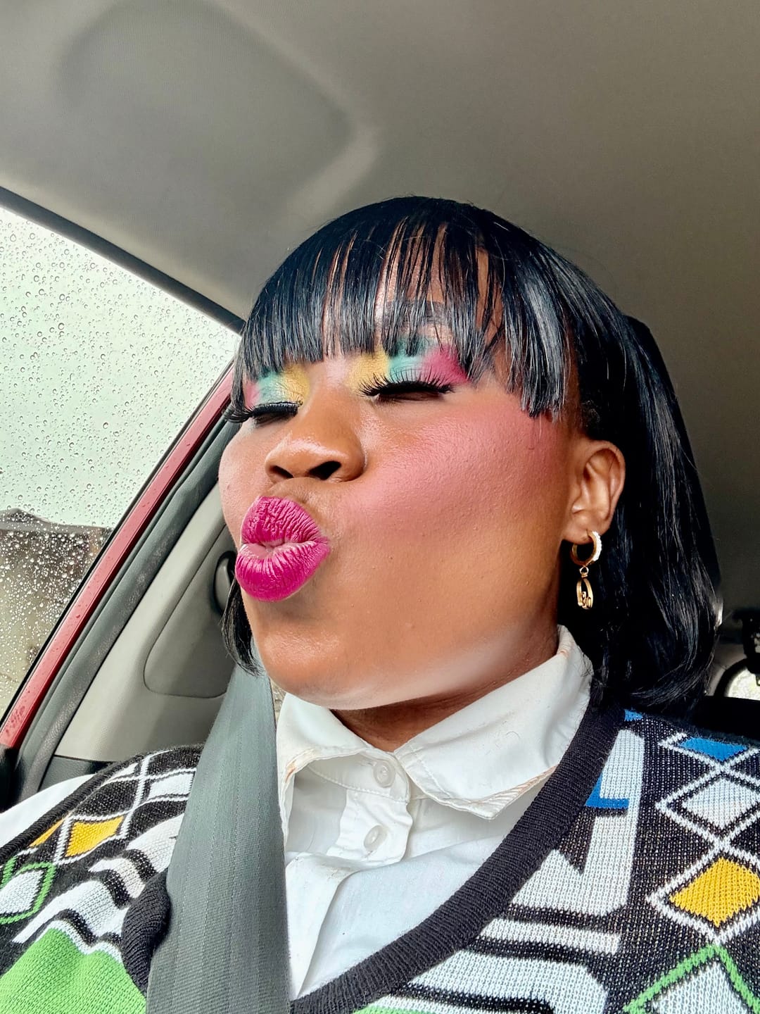 Customer photo review of Gold Precious Logo Earrings