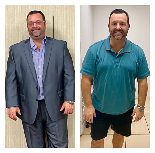 Customer's before and after photo showing weight loss results from taking Keto Activate.