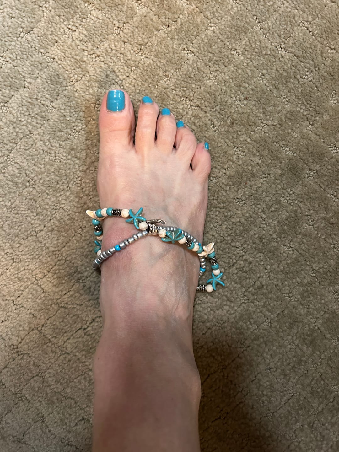 Customer photo review of Turquoise Tidal Sea Turtle Anklet