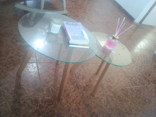 Customer photo review of Set X2 Mesa Ratona Living Vidrio Redonda Nido Homilu