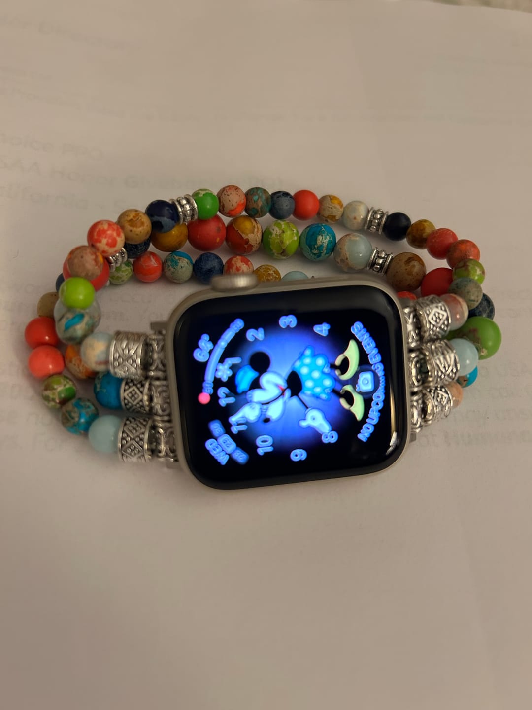 Customer photo review of Vibrant Chakra Stretch Apple Watch Strap