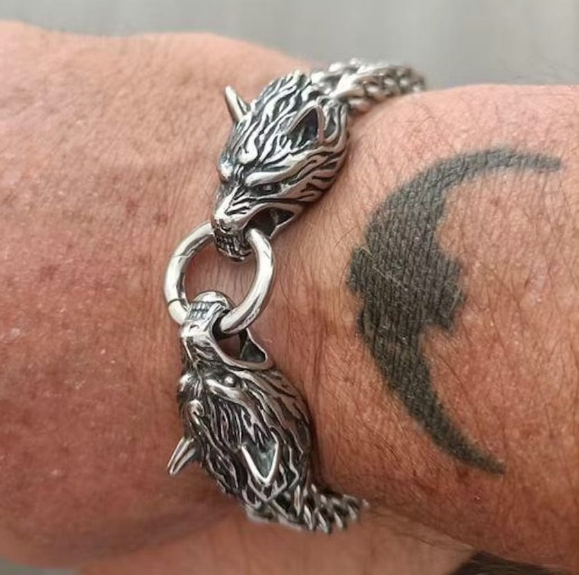 Customer photo review of WorldNorse Wolf Head Viking Titanium Steel Strengthen Bracelet