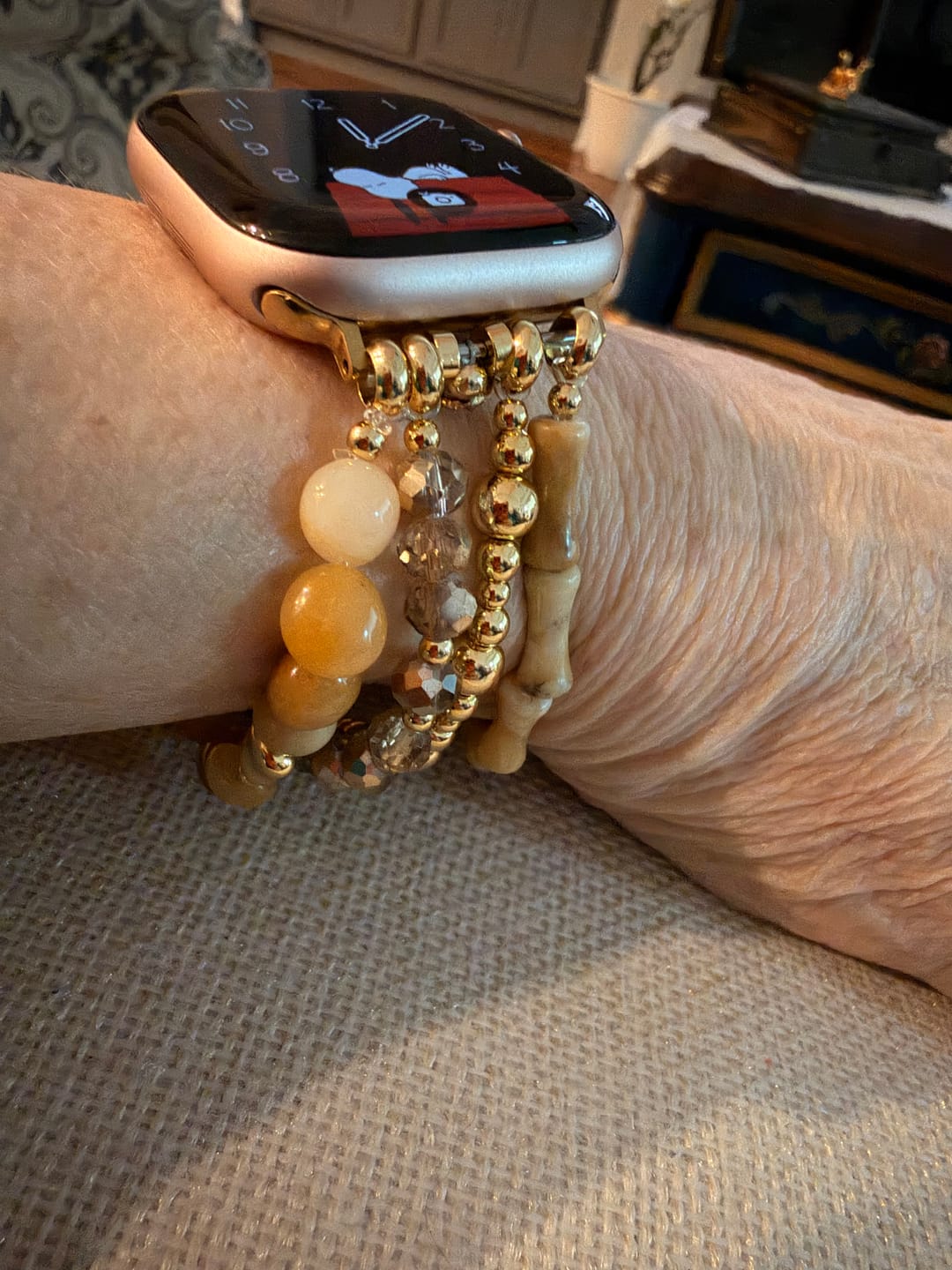 Customer photo review of Sahara Sunset Stretch Apple Watch Strap