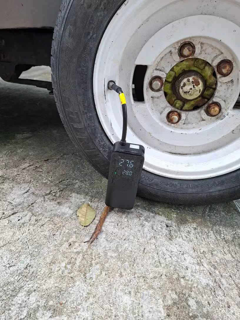 Customer photo review of Cordless Tire Inflator – Portable Digital Air Pump & Power Bank
