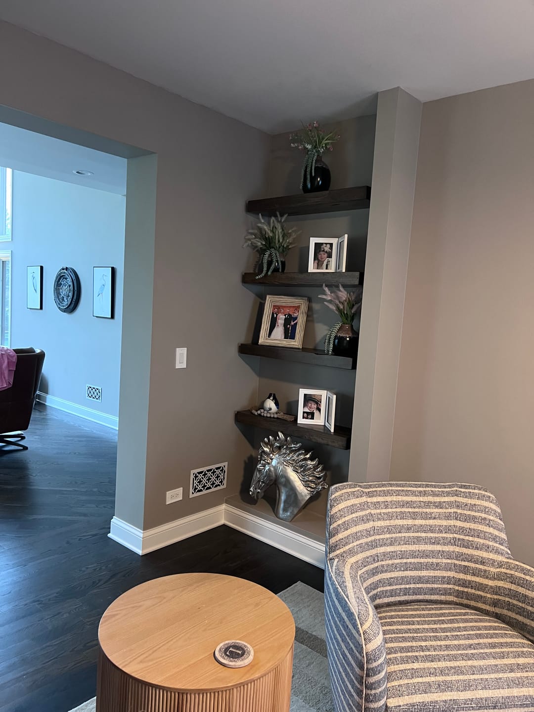Customer photo review of Distressed 3" Thick Floating Shelves
