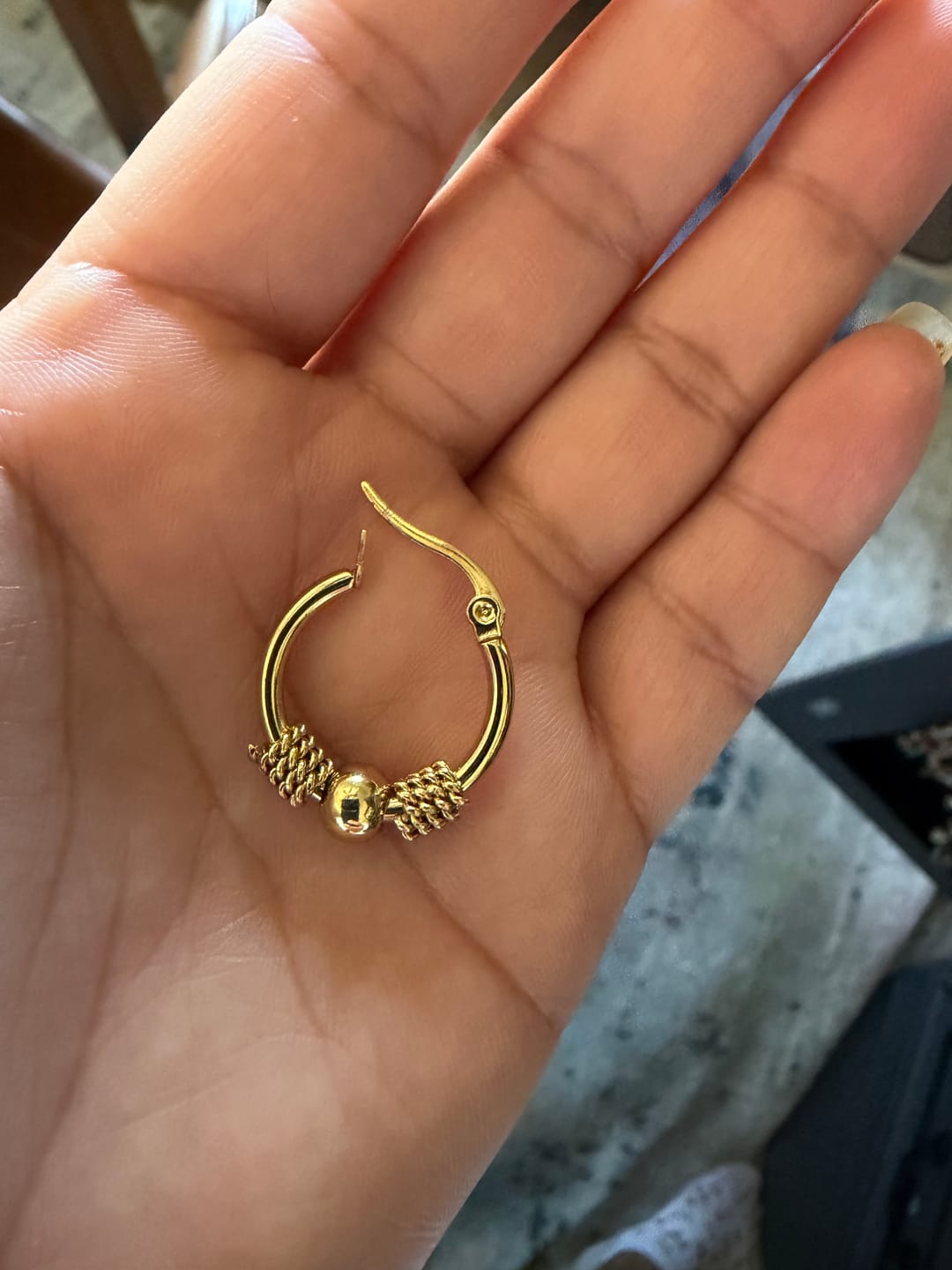Customer photo review of Selena Gold Hoop Earrings
