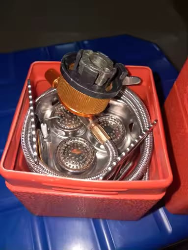 Customer photo review of 3-Head 5800W Folding Gas Camping Stove – Portable Backpacking Burner