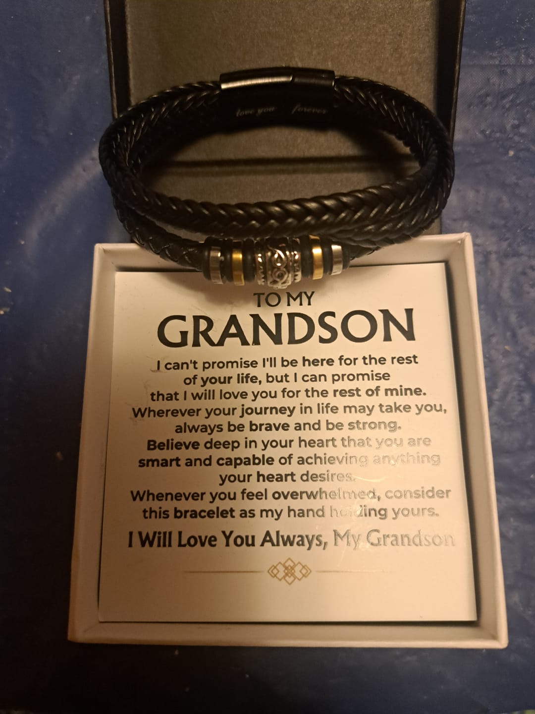 Customer photo review of To My Grandson | Braided Leather Bracelet Gift Set - SS585
