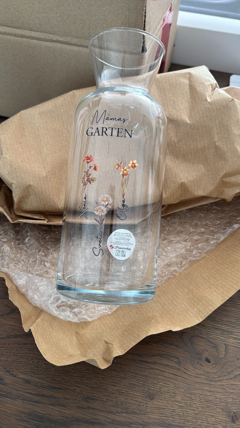 Customer photo review of Mamas Garten - Personalisierte Vase mit Namen und Blumen für Mama und Oma
