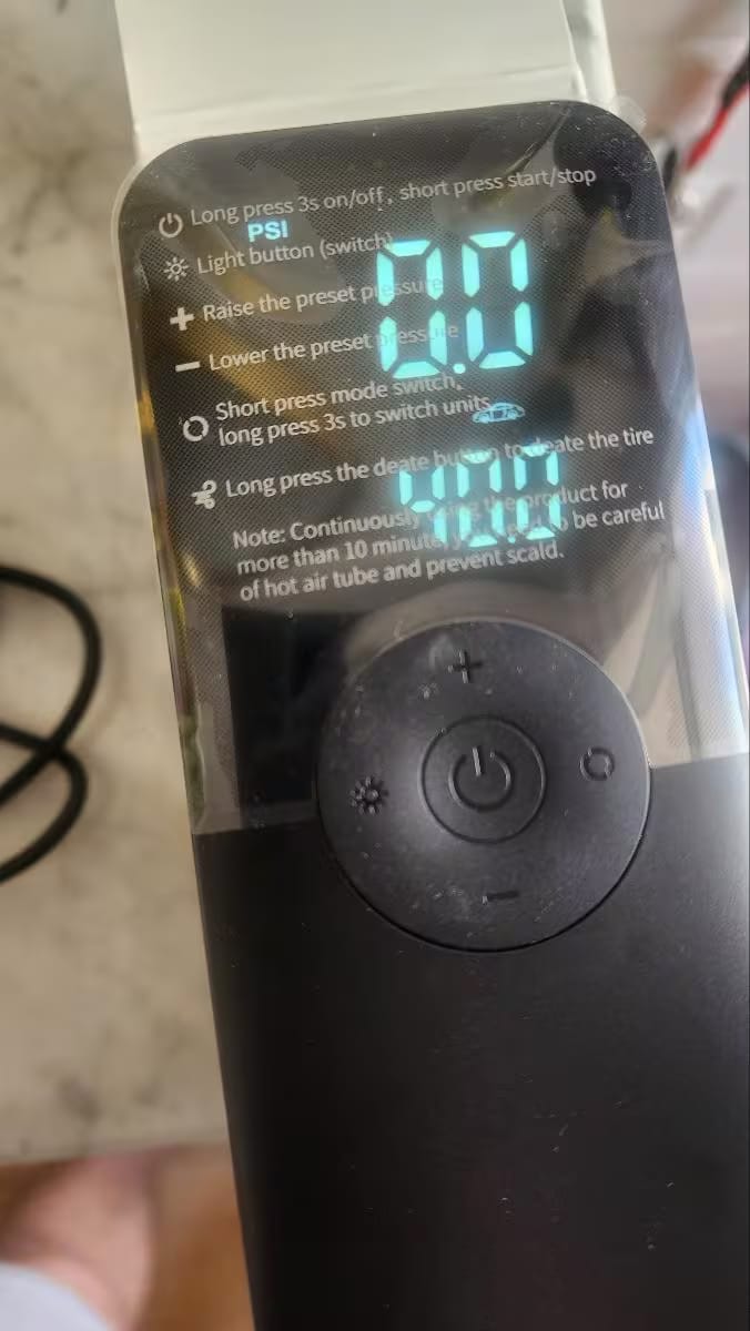 Customer photo review of Cordless Tire Inflator – Portable Digital Air Pump & Power Bank