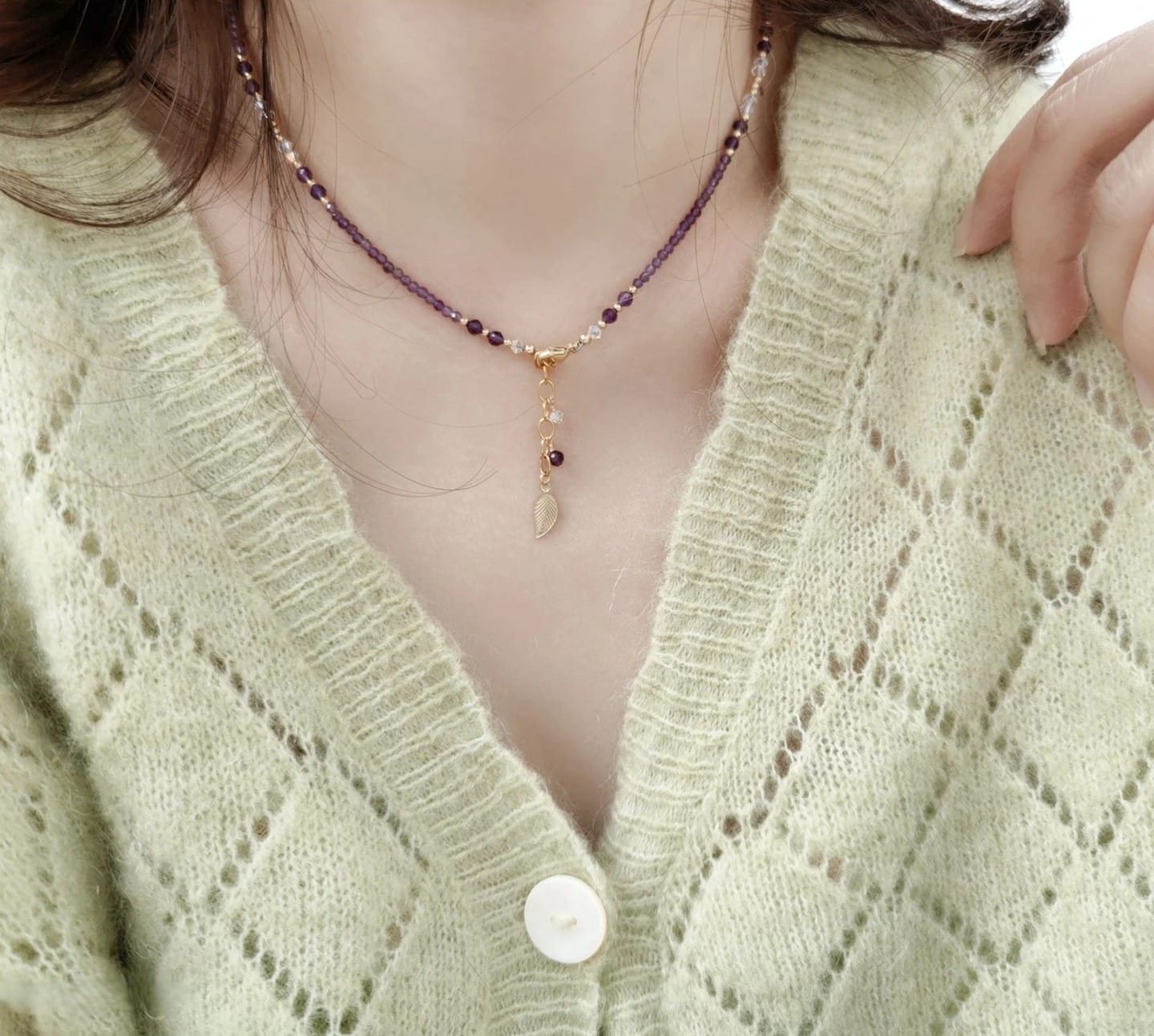 Customer photo review of Violette - Collier Or et Améthyste