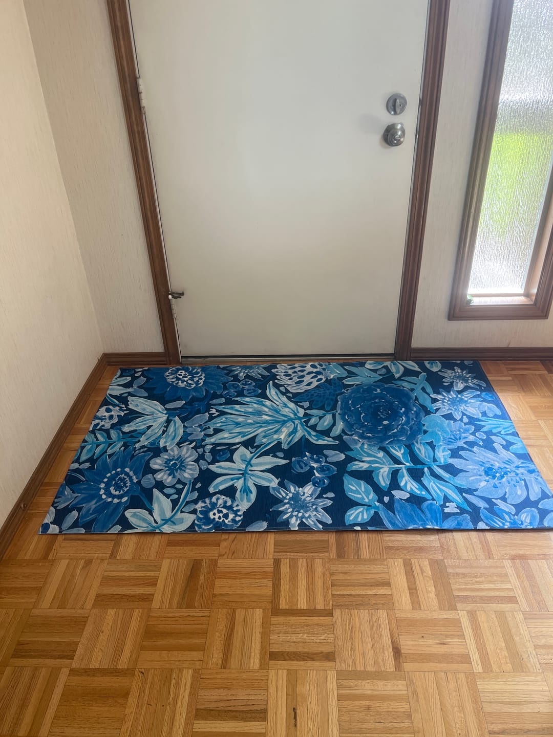 Customer photo review of Floral Bloom Blue Washable Rug
