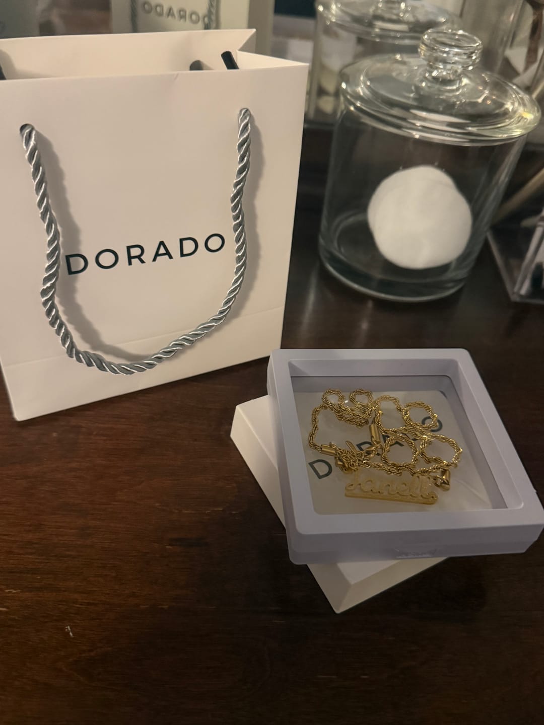 Customer photo review of Diamond Cut Underline Name Necklace