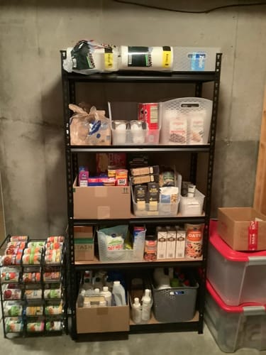 Customer photo review of Reibii 5-Tier Storage Shelving Units, 2020 lbs Adjustable Steel Garage Shelving Racks for Bedroom Kitchen Closet