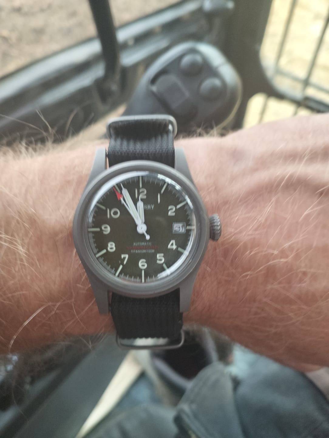 Customer photo review of LANDMASTER - 100M Waterproof Titanium Automatic Field Watch | Green