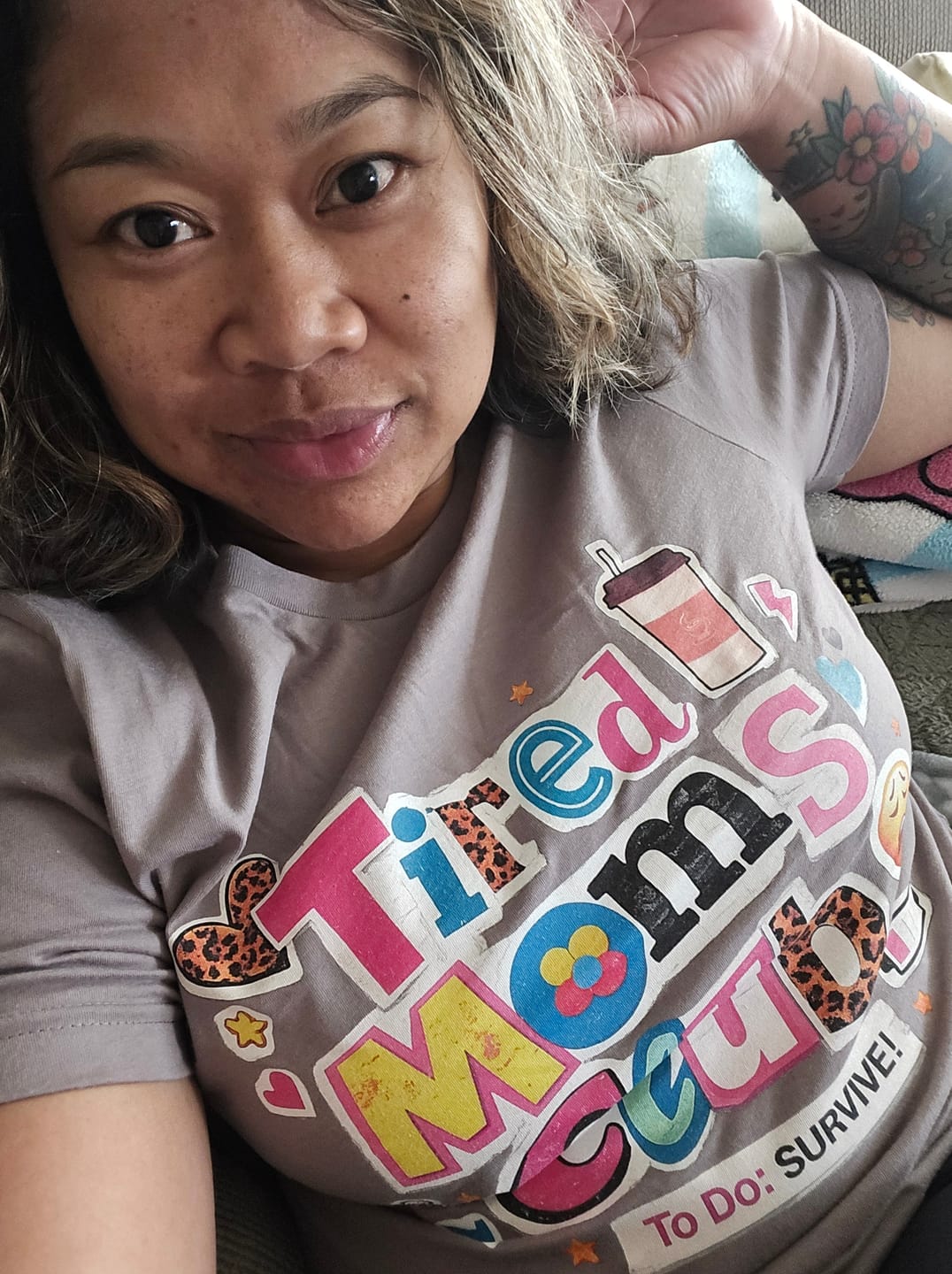 Customer photo review of Tired Moms Club Shirt