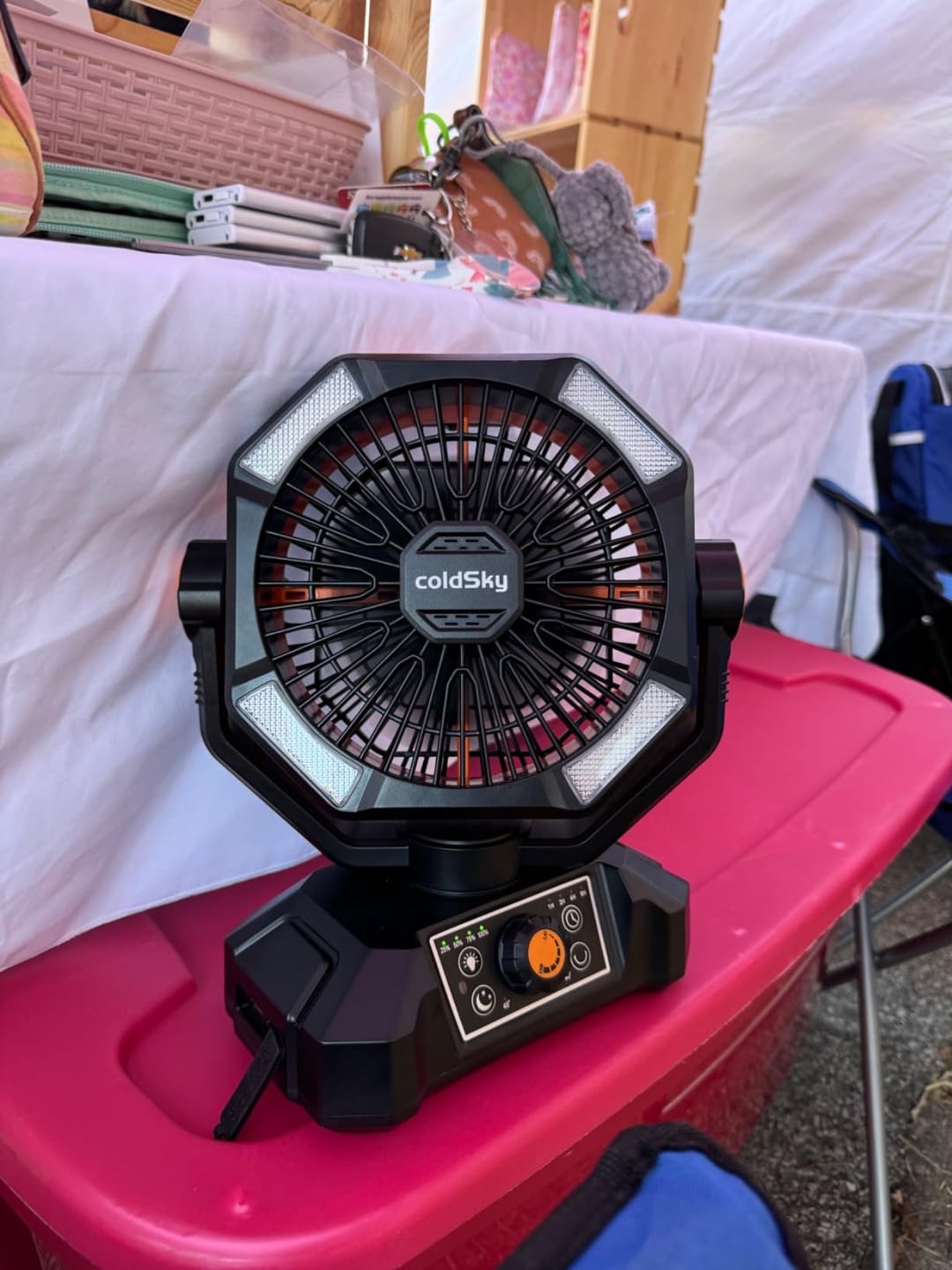 Customer photo review of 20000mAh Camping Fan with LED Lantern – 8-Speed Rechargeable Fan