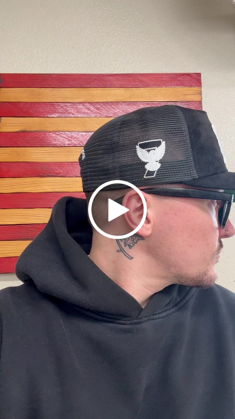 Customer video review of Black and White Sueded Trucker Hat