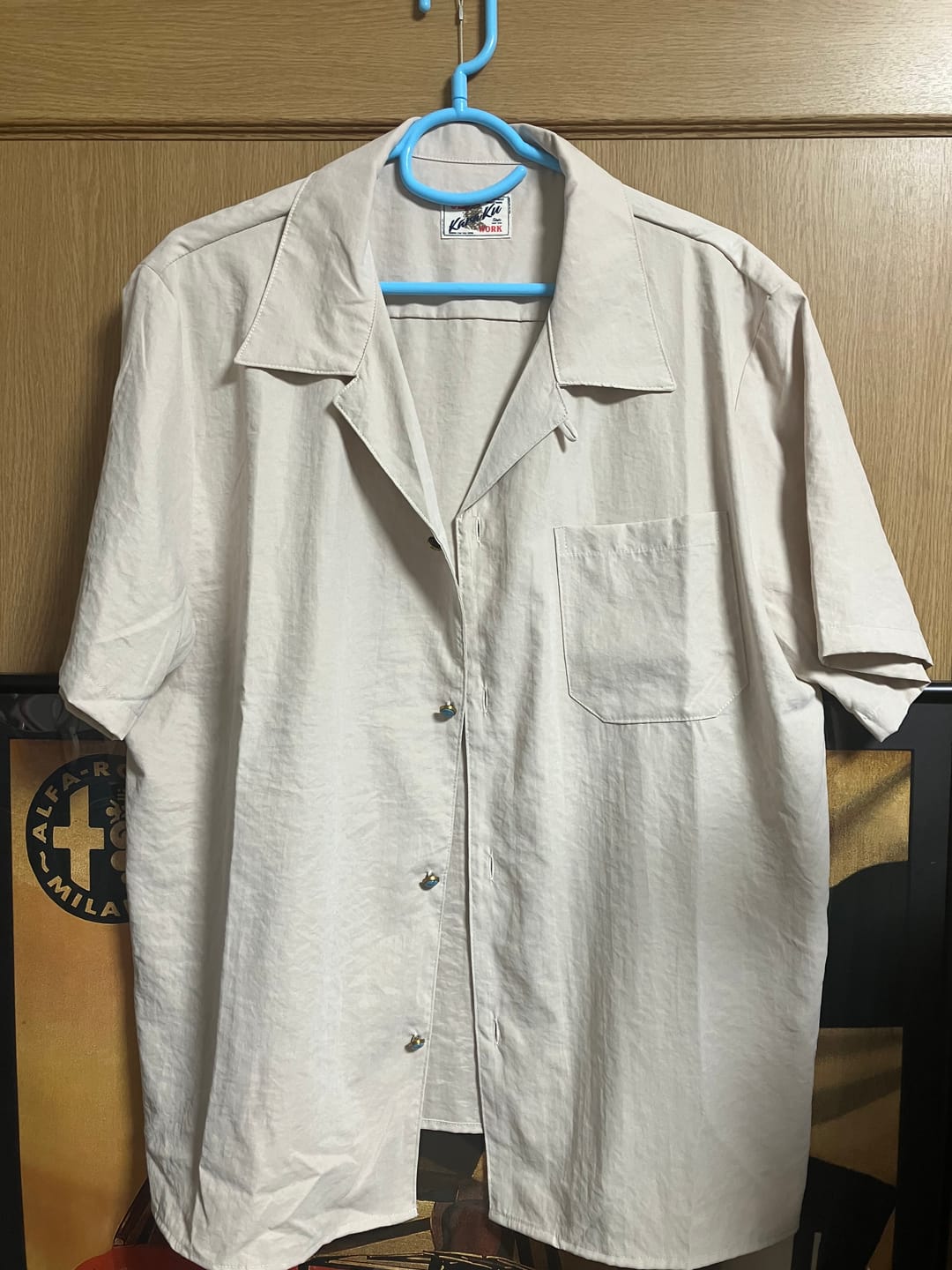 Customer photo review of ターコイズ風ボタン付き ピーチスキンシャツ　新色追加！