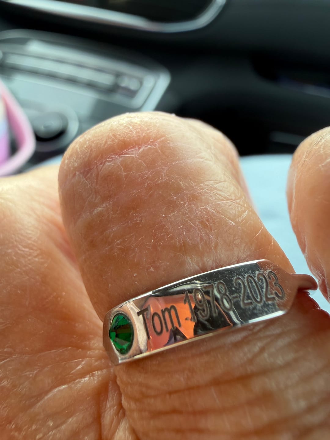 Customer photo review of For Memorial - Personalized Birthstone Name Memorial Ring
