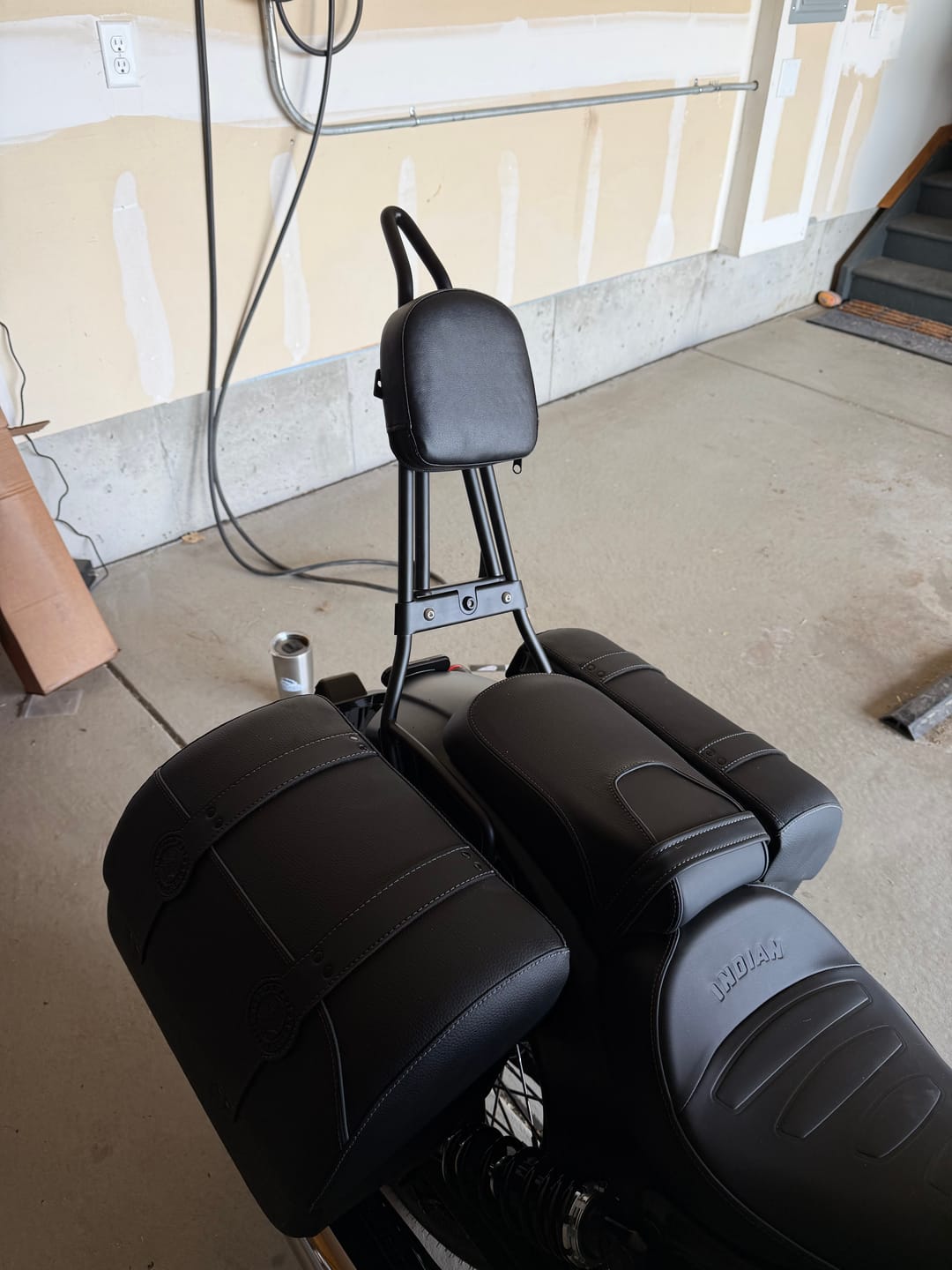 Customer photo review of Viking Iron Born Plain Leather Short Motorcycle Backrest Pad for Indian Foldable Sissy Bar
