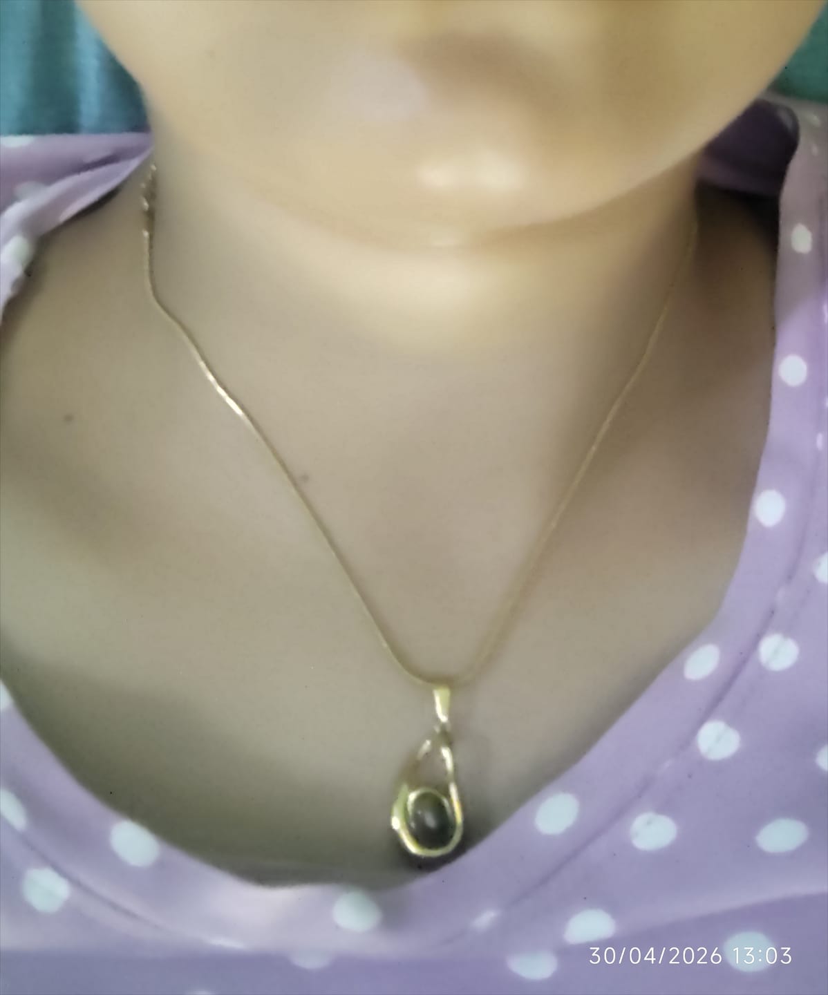 Customer photo review of Gold Teardrop Necklace