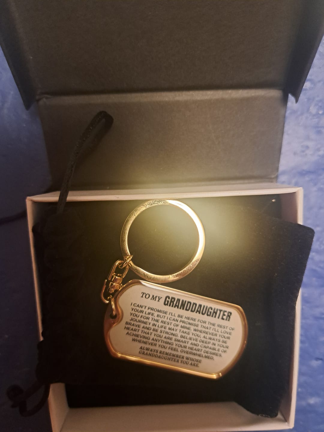 Customer photo review of To My Granddaughter | Remember Whose Granddaughter You Are | Personalized Keychain - SS293GDT