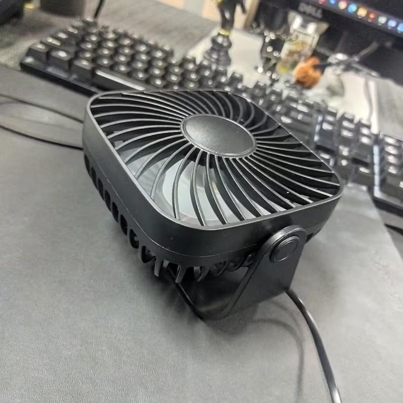 Customer photo review of USB Mini Desk Fan – 4-Inch Portable 3-Speed 360° Adjustable Fan